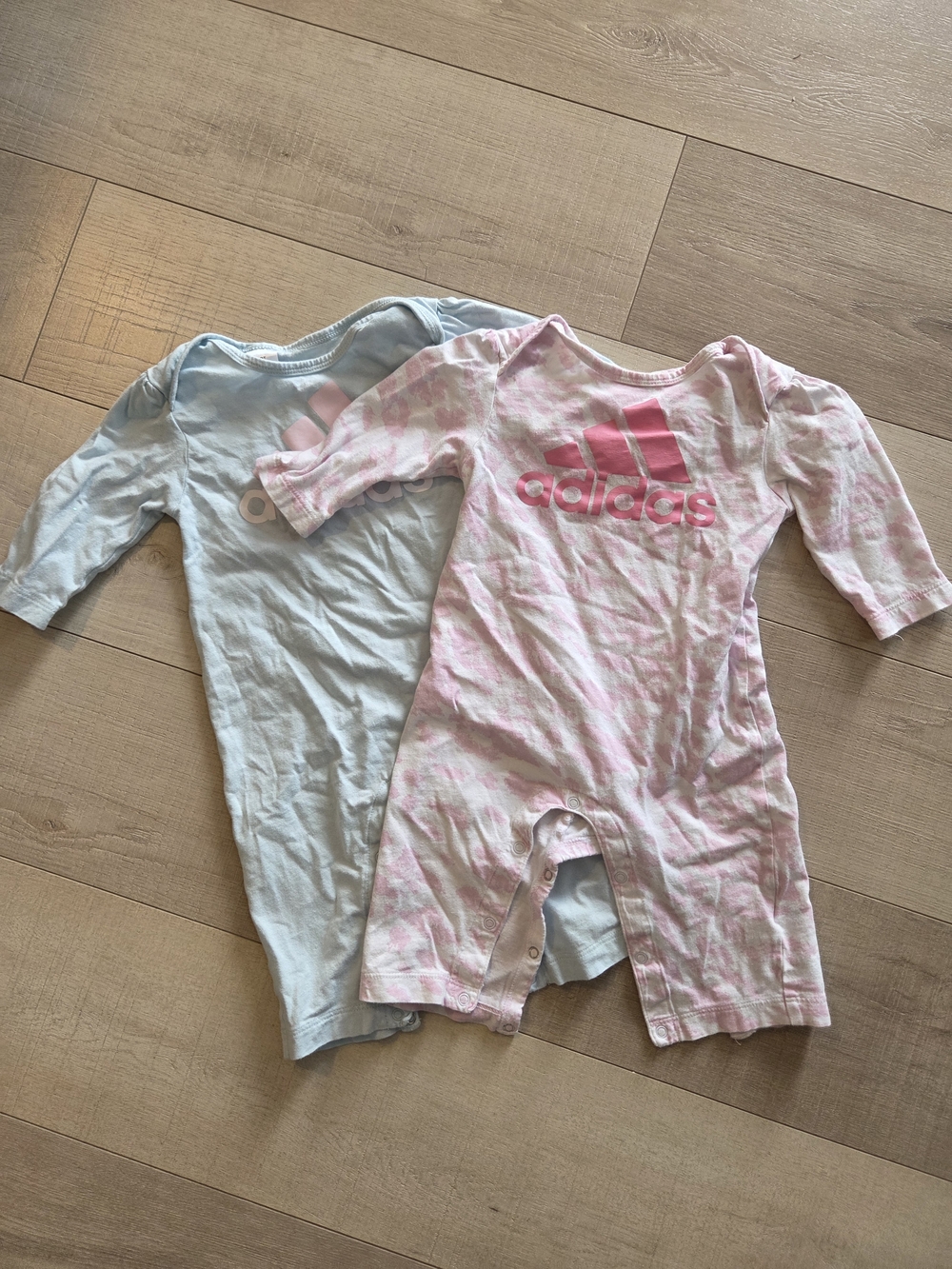 Adidas Baby Logo Romper Set - Pink & Light Blue